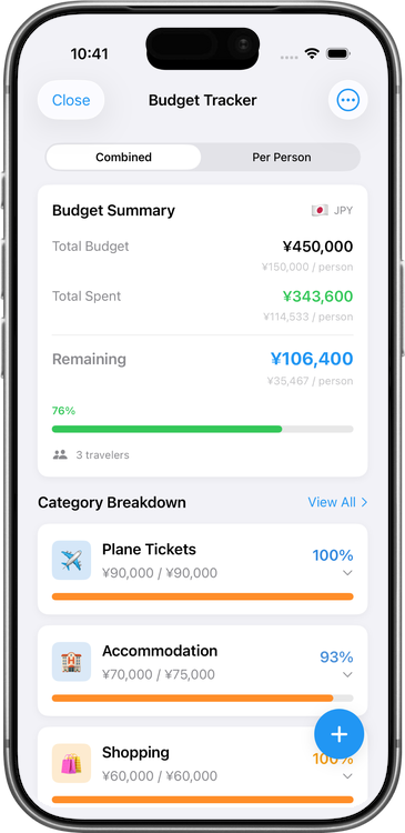 JT Planner budget tracker with expense categories and spending overview
